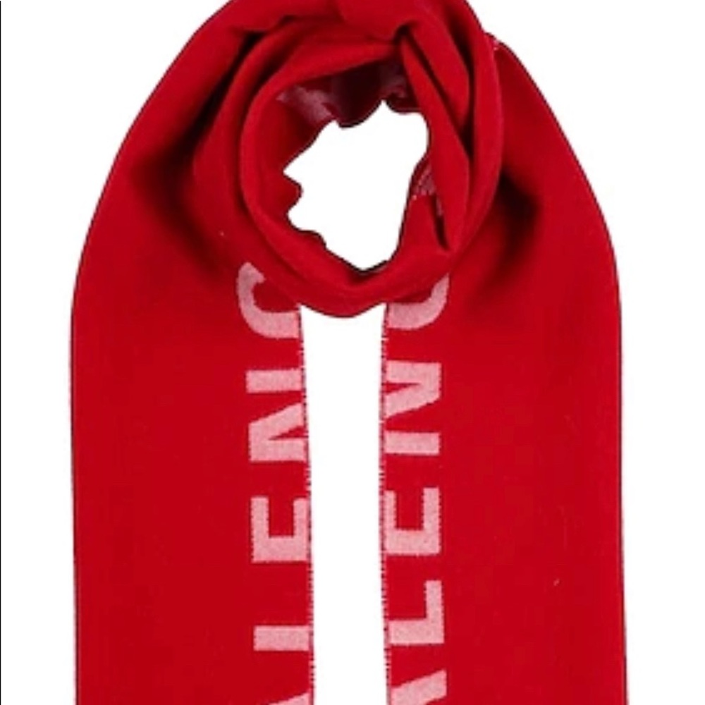 Authentic Balenciaga Two-Tone Wool Scarf- Red